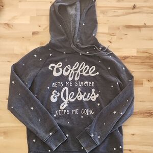 Coffee Gets Me Started & Jesus Keeps Me Going Gray Sweatshirt - Altar'd State